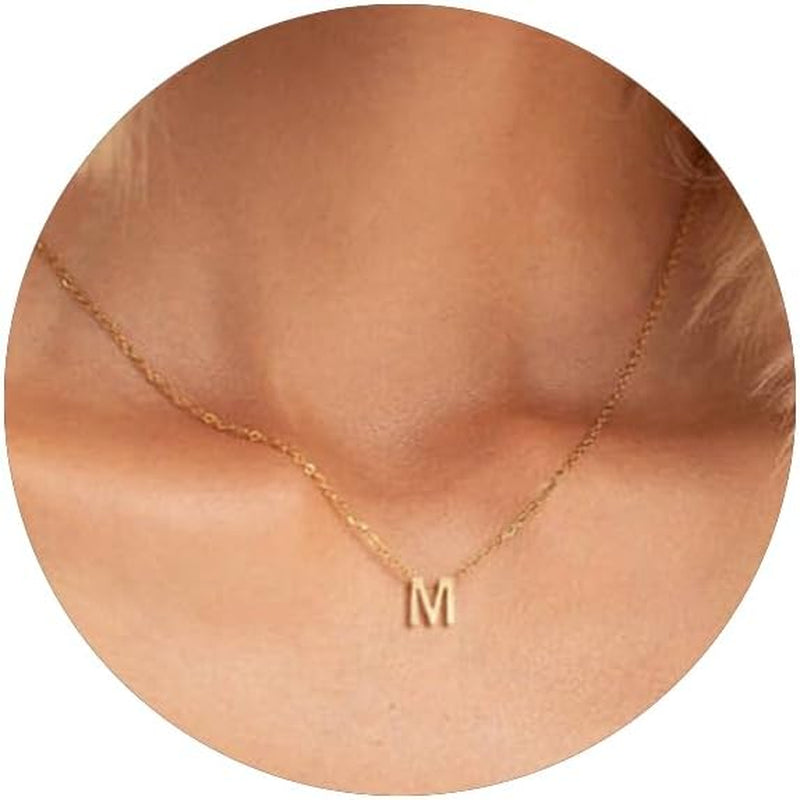 Tiny Initial Necklace 18K Gold Plated Small Letter Necklace Personalized Name Necklace for Women