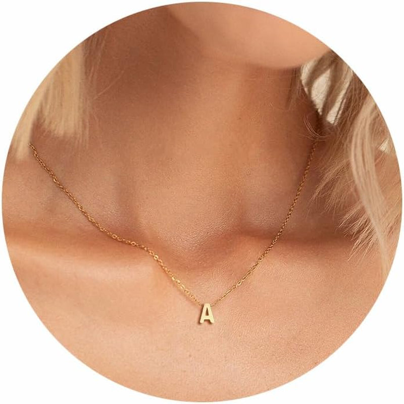 Tiny Initial Necklace 18K Gold Plated Small Letter Necklace Personalized Name Necklace for Women