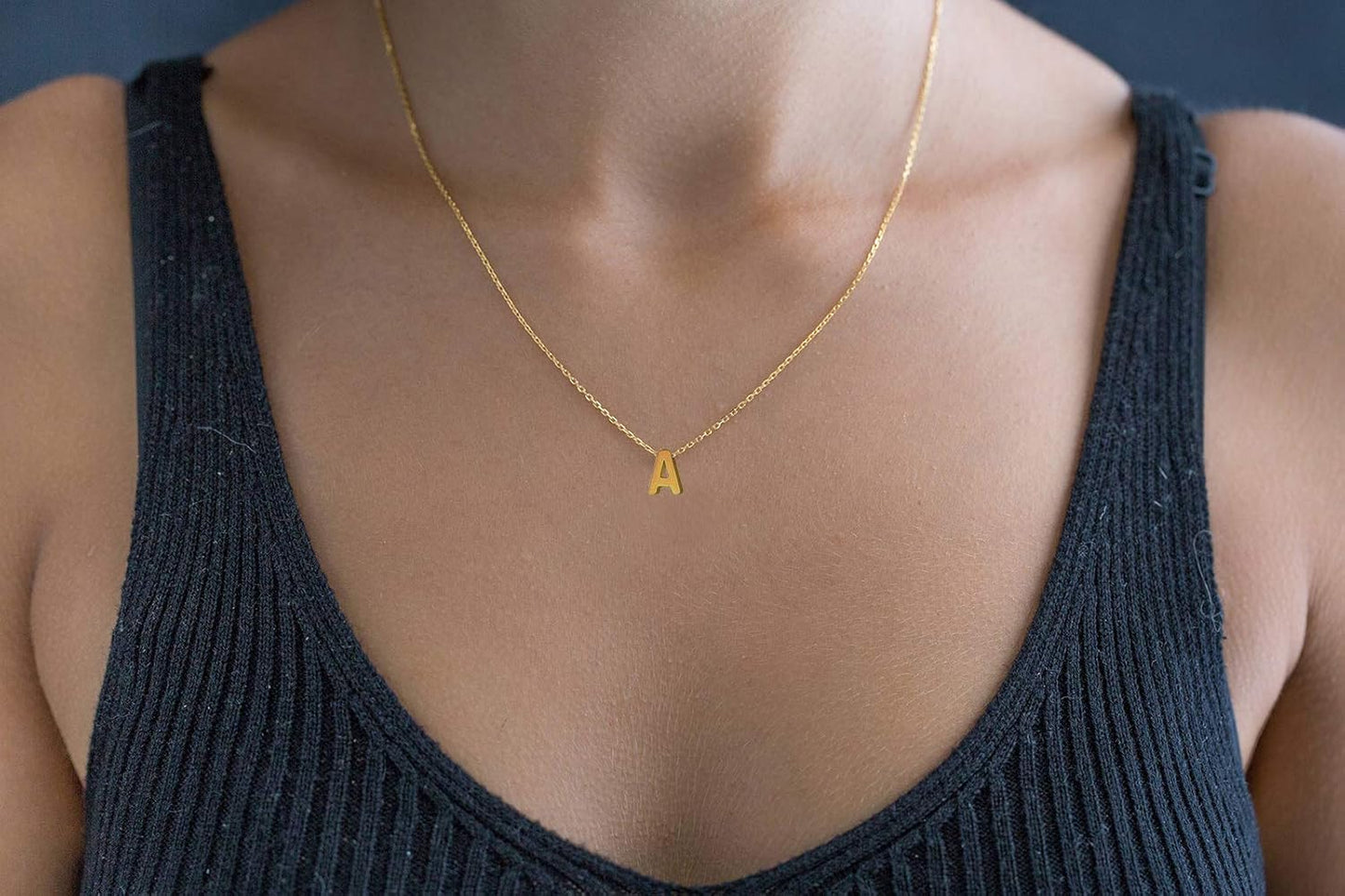 Tiny Initial Necklace 18K Gold Plated Small Letter Necklace Personalized Name Necklace for Women