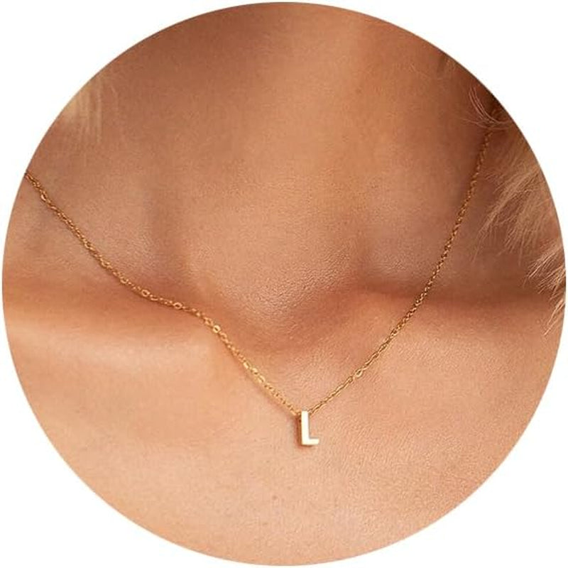 Tiny Initial Necklace 18K Gold Plated Small Letter Necklace Personalized Name Necklace for Women