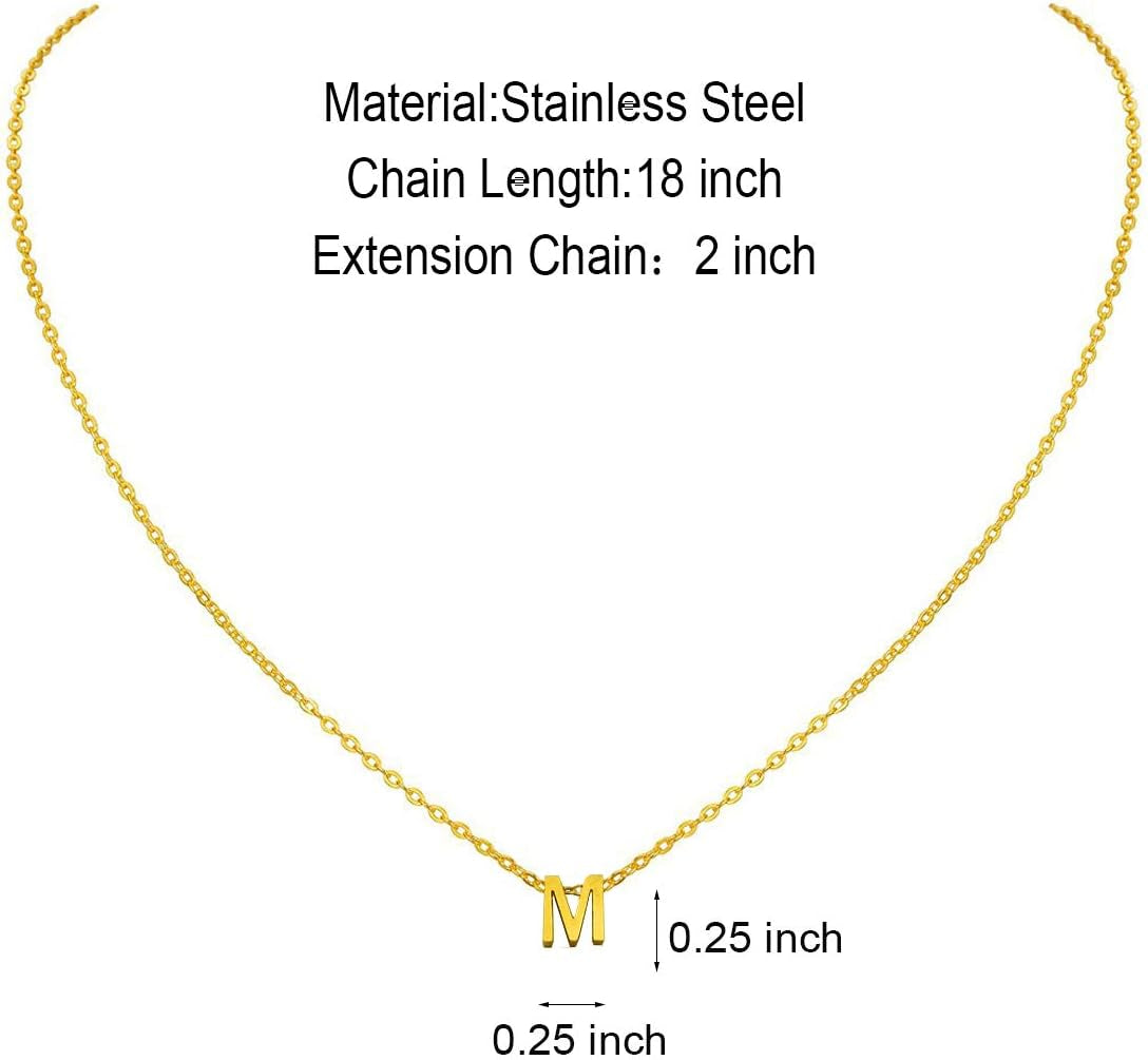 Tiny Initial Necklace 18K Gold Plated Small Letter Necklace Personalized Name Necklace for Women